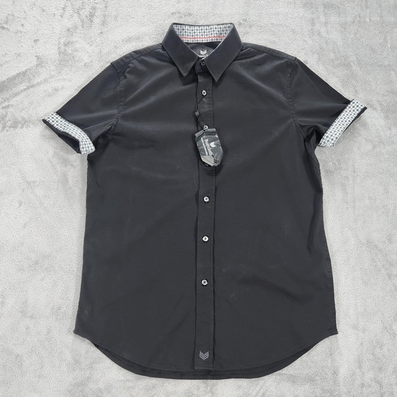 Buttercloth Other - Buttercloth Shirt Mens Small Black Moon In Black Short Sleeve Button Up Casual